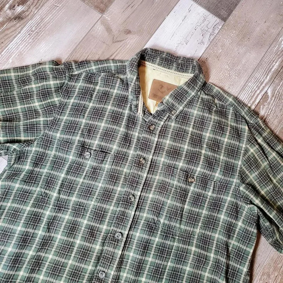 Outdoor Life Men's Green Plaid Flannel Buttondown Shirt Size Large - Picture 5 of 12